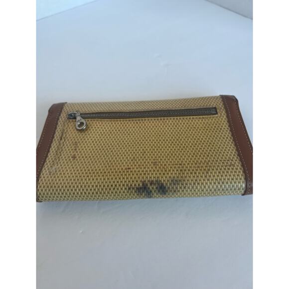 Vintage Dooney and Bourke Beige and Brown Leather Bifold Checkbook Over Flap - Picture 15 of 15